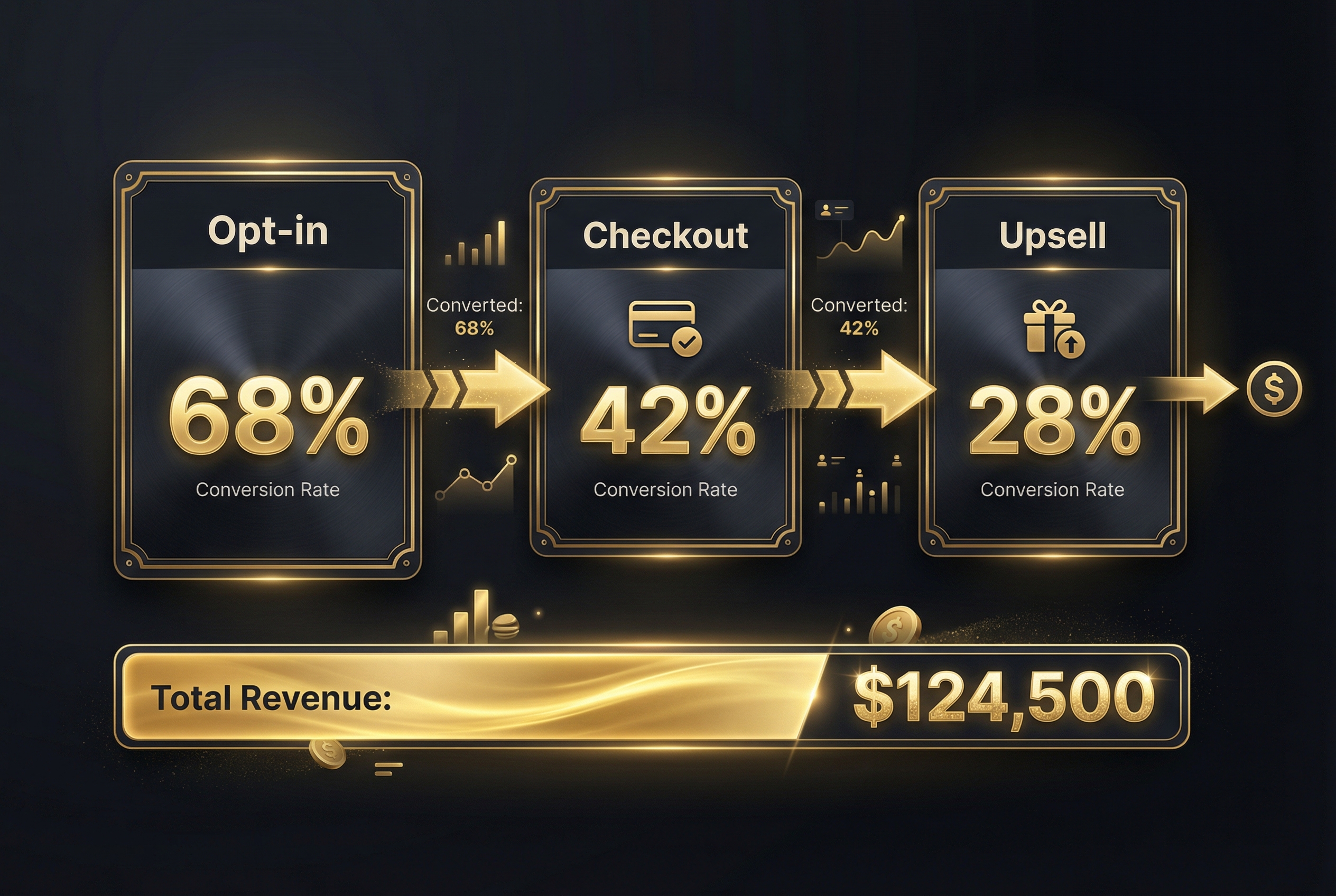 Funnel steps with conversion rates