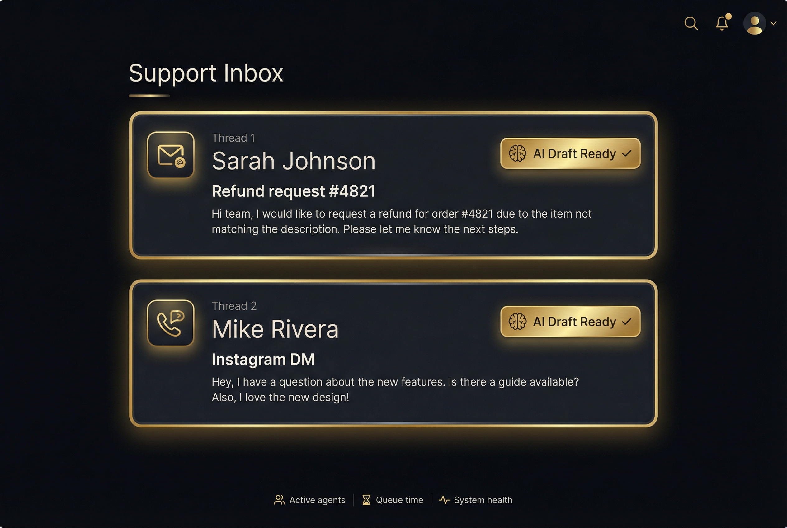 Unified inbox with AI drafts